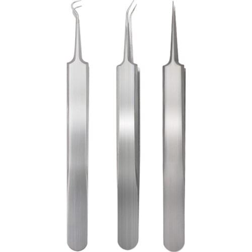 3pcs Acne Remover Tweezer Blackhead Removal Needles Pimple Comedone Extractor Set Blemish Zit Face Skin Care Cleaner Tools
