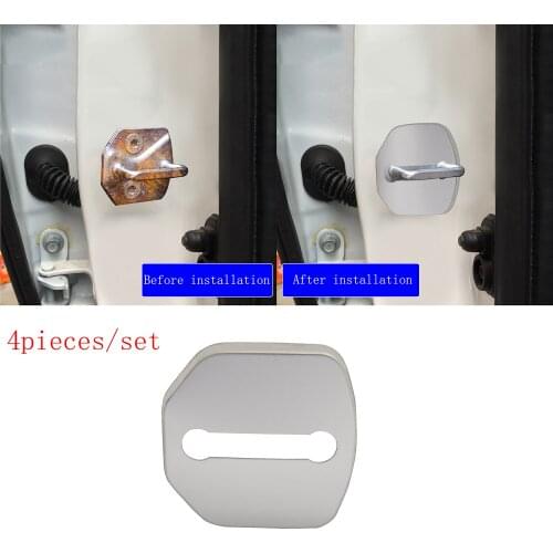 4 pcs silver Stainless Steel Car Door Lock Protective Buckle Cover case for Ford Fiesta Focus Mustang Edge Taurus