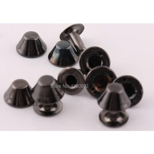 50sets 7*9mm Metal Black Color Garment Rivet Spikes Studs Screw Rivets For Shoes Bag Belt luggage