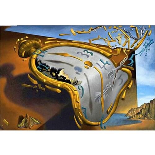 5D DIY Diamond painting kits Full Round square Diamond Art Clock By Salvador Dali Full Round Diamond Embroidery GJ112