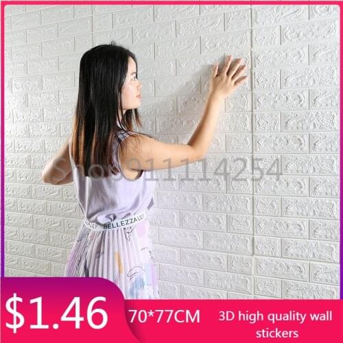 77x70cm 3D Brick Wall Stickers Self-adhesive Panel Decal Self Adhesive Brick Pattern Soft Pack Background Living Room Decoration