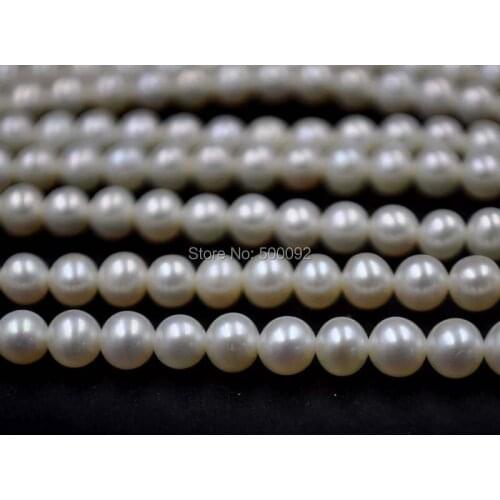 AA++ Wholesale 10 strands 5.5mm near round white pearl strands free shipping (2853)