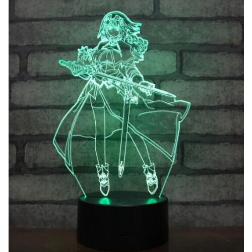 Arturia Pendragon Saber Anime Lamp for Bedroom Decor Birthday Gift Manga 3D Bedside Table Book Lamp LED USB Creative Gift