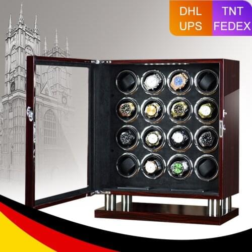 Automatic Watch Winder with 16 Slot watches Wood Box Quiet Japanese Mabuchi Motor Adjustable Modes Watch Storage Winding Case