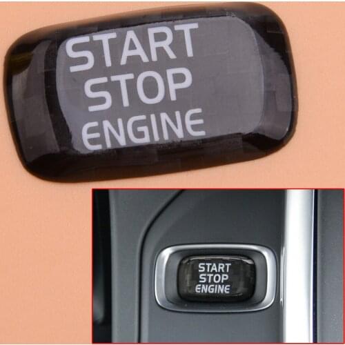 Car Black Carbon Fiber Engine Start Stop Ignition Button Cap Trim Cover Fit For Volvo V40 V60 S60L S60 XC60 S80L