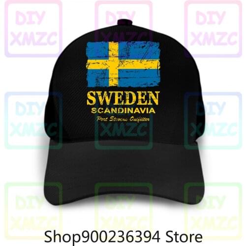 Sweden Flag - Baseball Cap Vintage Look Hats Sweden Scandinavia Swedish Flag Vintage Logo Banner Emblem Stockholm Sverige