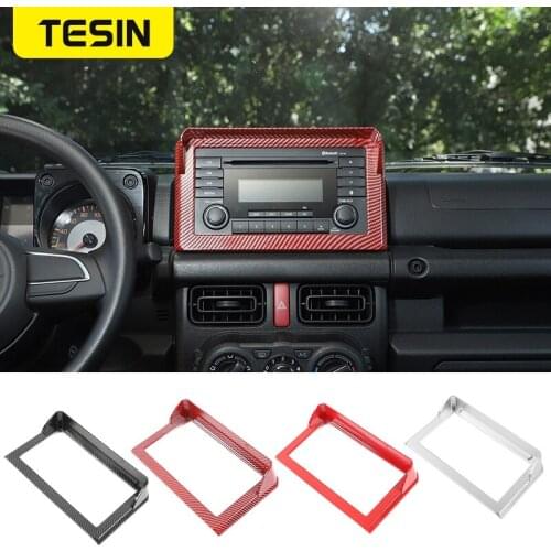 For Suzuki Jimny 2019 2020 GPS Navigation Panel Decoration Frame Cover Trim Sticker Decal ABS Carbon Fiber Car Accessories