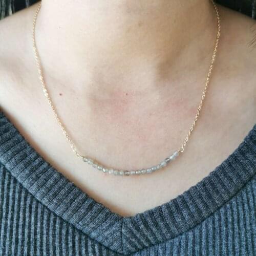 Hand Made Genuine Labradorite Natural Stone Choker 14K Gold Filled Chain Gemstones Necklace For Women Girl Gift Bohemia Jewelry