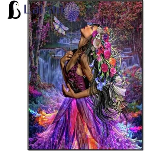 Doodle sexy forest elf, butterfly full Square Round Diamond Diy Diamond Painting Cross Stitch waterfall landscape Diamond Mosaic