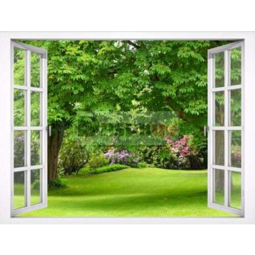 Dpsprue 5D DIY Full Square Drill Diamond Painting Scenery Window Daimond Mosaic Diamant Embroidery Home Room Decoration FS27