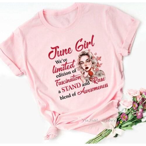 June/Jnly/October/November Girl Graphic Print Tshirts Women We'Re Limited Endition Of Fascination Makeup T Shirt Femme Tops