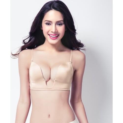 HOT Sexy Lingerie Push up Bras deep U plunge plus size Big women bra intimates Wire free 70 75 80 85 90 95 A B C D E