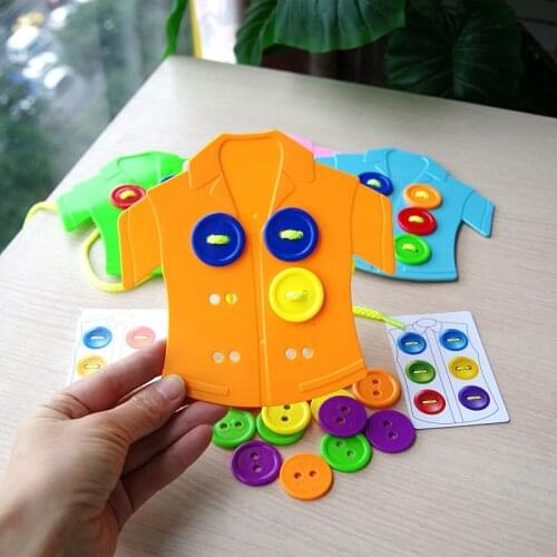 Fly AC Kids Fine Motor Skills Toy-Plastic Sewing on Buttons, parent-child game life teaching aid clothes button