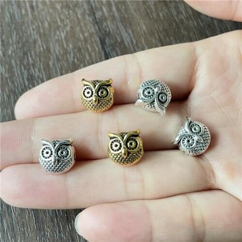 10mm*10mm perforated owl beads DIY handmade bracelet Necklace Jewelry connection accessories popular European and American