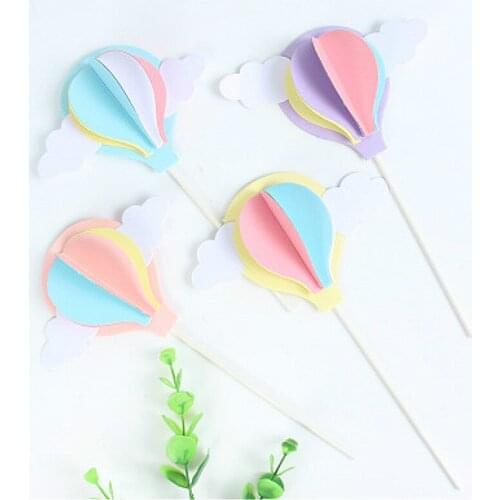 Colorfull Cake Topper Cloud Cake Flags Birthday Kids Favors Cake Decoration Cupcake Topper for Wedding Dessert Table Decor