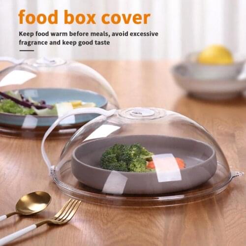 Household Microwave Oven Heating Cover Food Cover Dish Plate PP Cover Transparent Anti-splash Cap with Color Random With Handle