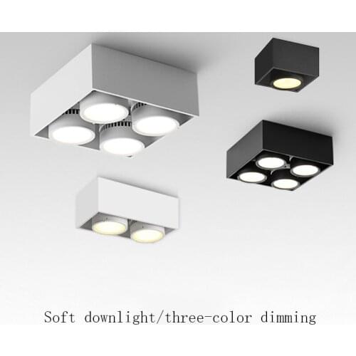 Square led four-head surface mounted downlight cob spotlight living room without main light lighting GX53 boldly adjustable angl
