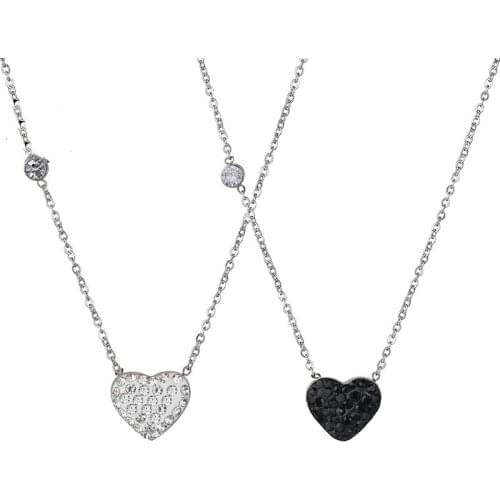 Lovely Heart Crystal Stainless Steel Pendant Necklace for Women Girl Best Friend Collar Gift Choker Necklace Jewelry Accessories