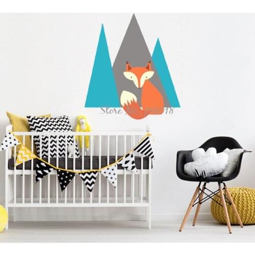 Cute Fox 3D Wall Stickers Mountain Animals Wall Decal Kids Room Decor Baby Nursery Home Decor Vinyl Stickers Wall Tattoo B09
