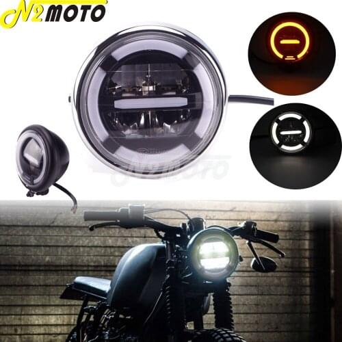 Motorcycle Retro HI/LO Beam LED Day Light Front Light Headlight For Harley Cafer Racer Chopper Bobber Scrambler Street Tracker