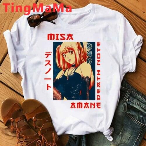 HOT Japanese Anime T-shirts Death Note T Shirt Men Kawaii Cartoon Misa Amane Graphic Tees Harajuku Unisex Couple Tshirt Male