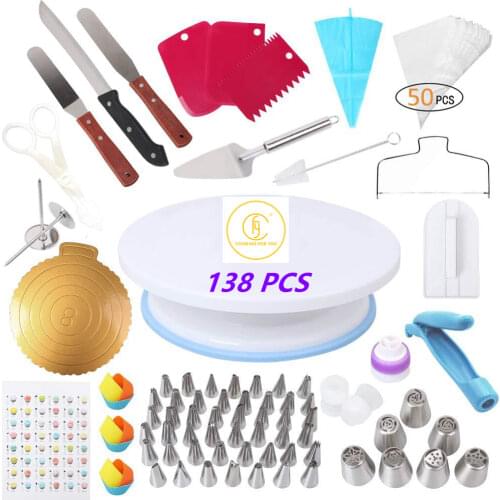 Cake Decorating Tools Kit Turntable Pastry Bags Couplers Cream Nozzle Bakware Set for baking accessories baking tools