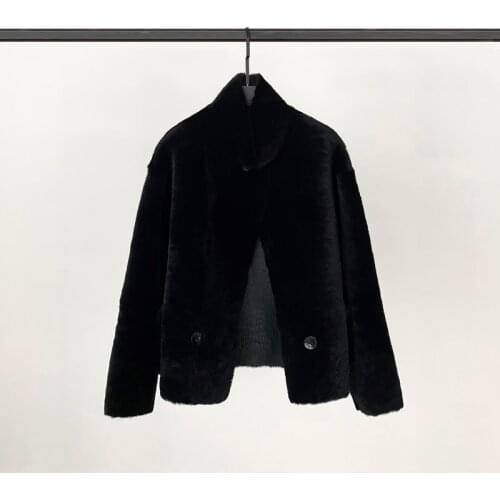 2021 Winter New Fur Coat Female Leather Lamb Hair Short Locomotive Sheep Shearing Both Sides Wearing Fur High Quality Leather