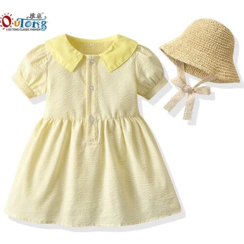 Summer New Model Sister And Brother Sets Princess Korean Girl Dress Boy Shirt And Pants Summer Casual Boy and Girl Suit With Hat