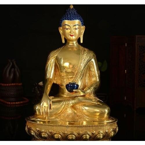 Wholesale buddha statue # 33CM # Tibetan Buddhism the Buddha FULL Gilding brass statue # HOME Talisman Protection