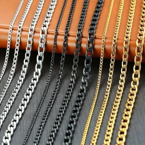 Vnox Mens Cuban Link Chain Necklace Stainless Steel Gold Black Color Male Choker colar Jewelry Gifts for Him