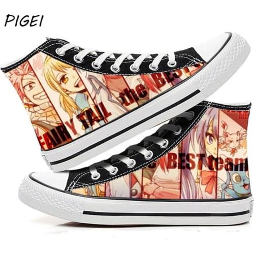 Anime Fairy Tail Shoes Women Mens High Platform Shoes Women Casual Female Canvas Shoes Trainers Lace Up Shoes Footwear