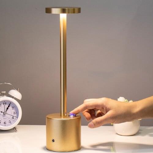 Simple LED Desk Lamp Nordic Style Rechargeable 3-Gear Touch Dimmable Lamp Eye Protection Night Light for Home Restaurants Bars