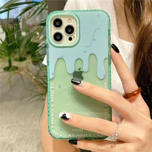 Ice Cream Clear Phone Case For iPhone 11 12 pro x xr xs Max 7 8 Plus Luxury shell Tpu transparent Protection soft Back Cover