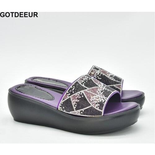 Crystal Sequins Platform Wedge Thick Sole Sandals High Heels Ladies Shoes and Sandals Womens Platform Heels with Rhinestone