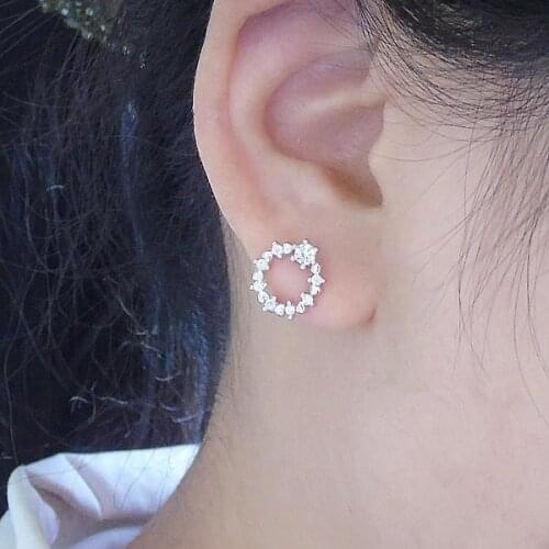 925 sterling silver earring simple oval full heart ear buckle Leather belt ear ring leaf chain ear buckle wild boy girl ear jewe