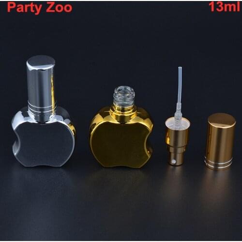 100 X 13ML Apple Shape Portable Gold/Silver Glass Perfume Bottle With Atomizer Empty Parfum Case With Spray For Travel Wholesale