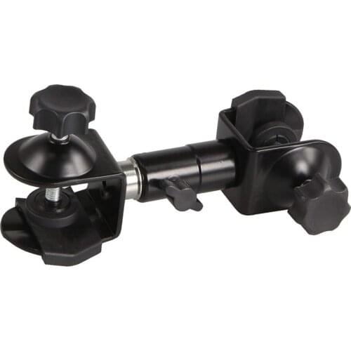 Heavy Duty Metal Clamp Holder Double U Clip Dual C Clamp Type Bracket Mount for Photo Studio Light Stand, Photography Reflector