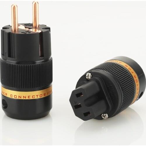 Viborg VE501+VF501 Pure Copper Schuko Power Plug Connector +IEC Female Connector Plug HIFI