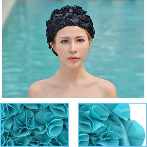 Vintage Floral Ladies Woman Swim Cap Petal Retro Swimming Hat Flower Bathing Cap Attractive Hat Comfortable Petal Swimming Hat