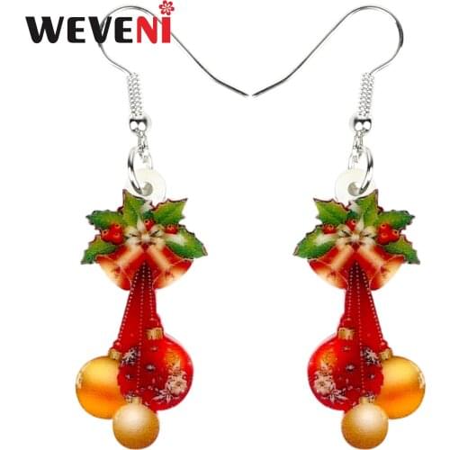 WEVENI Acrylic Christmas Decoration Gift Earrings Drop Dangle Fashion New Year Jewelry For Women Girls Navidad Charms Wholesale