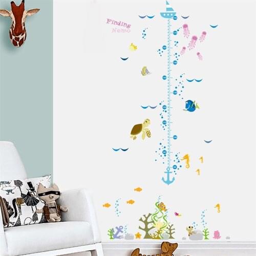 Funny Nemo cartoon fish growth chart height measure for baby child wall sticker home decal kids room nursery decor poster