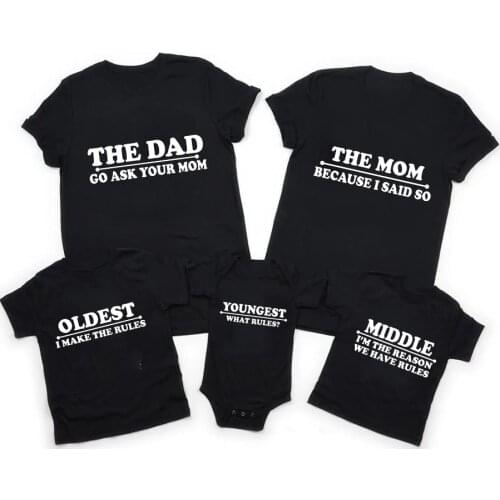 Funny Daddy Mommy Brother Sister Baby 2022 Family Matching Clothes Casual Father Son Mother and Daughter Tshirts Baby Bodysuit
