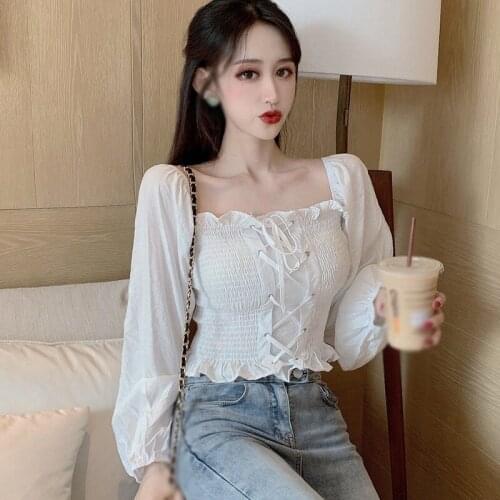 Women T-shirt Long Sleeve Black White Crop Top Women Tops Bloues Summer Tops Korean Style Shirt Fashion Streetwear