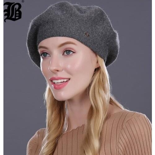 [FLB] Winter Women Real 100% Pure Wool Beret Hat Women Felt Beret Fashion Girls Hat Lady Slouchy Winter Hats Female FLBMX17006