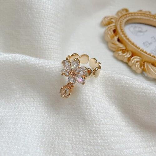 New Fashion Micro-inlaid Crystal Zircon Rings Sweet Elegant Flower Ring for Girl Women Finger Bague jewelry Bridal Gift Delicate