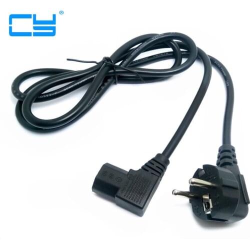 1.5M/5FT C13 IEC Kettle 90 right angle Degree to European 2 pin Round AC EU Plug Power Cable Lead Cord PC 150CM