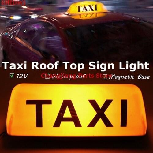 12V TAXI Cab Sign Roof Top Topper Car Magnetic Lamp LED Light Waterproof Bright Top Board