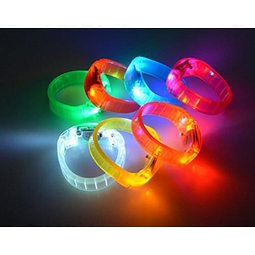 30pcs Sound Controlled LED Light Up Bracelet Activated Glow Flash Bangle For Halloween Christmas Festival Party Supplies