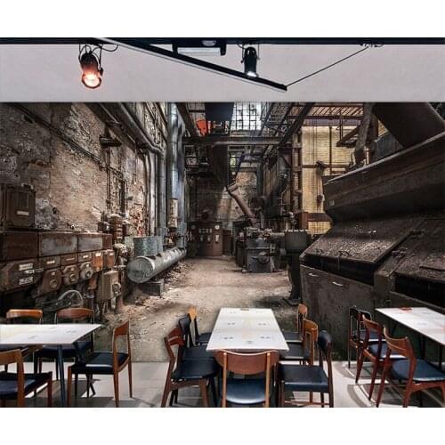 3D Ghost house abandoned factory background wall dilapidated house ruins wallpaper dining bar coffee shop horror game hall mural
