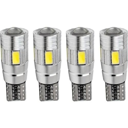 4pcs T10 W5W Canbus No Error 6 SMD 5630 5730 LED Lights Wedge Bulb High Power Car Parking Fog Lamp Auto Clearance Lights 12V